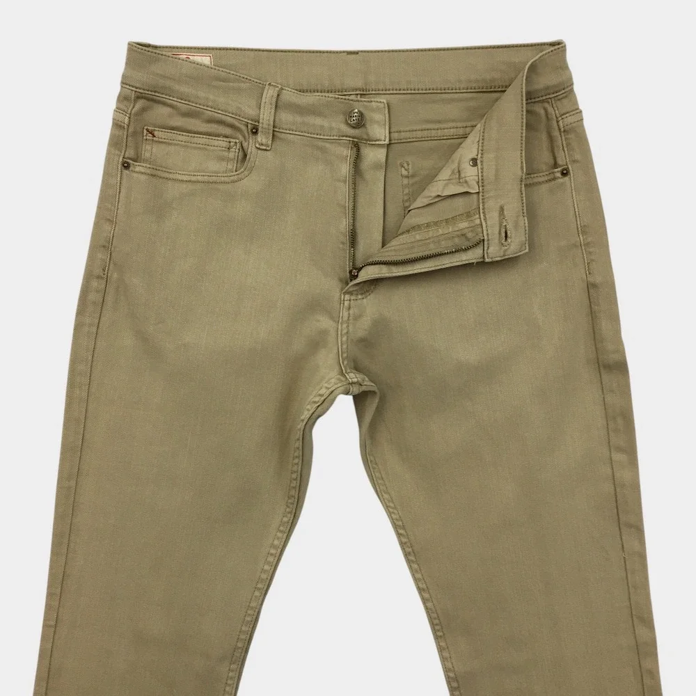 Marine Layer Mens Khaki Tan Straight Leg Stretch Cotton Chino Pants 33x30